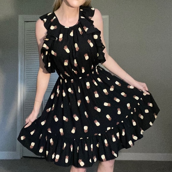 NWT Kate Spade Ruffle Sleeveless Pineapple Dress - Picture 2 of 7